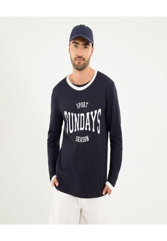 Camiseta Para Hombre Manga Larga Color Azul Marca Ostu #60091578 Ostu