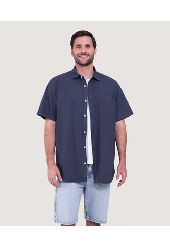 Camisa Para Hombre Manga Corta Con Bolsillo Color Azul  Marca Ostu #60010661 Ostu