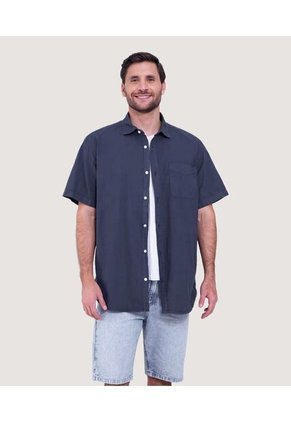 Camisa Para Hombre Manga Corta Con Bolsillo Color Azul  Marca Ostu #60010661