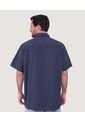 Camisa Para Hombre Manga Corta Con Bolsillo Color Azul  Marca Ostu #60010661 de Ostu