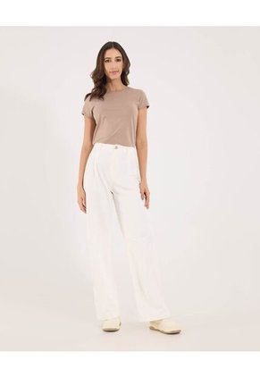 Camiseta Para Mujer Manga Corta Cuello Redondo Color Beige Marca Ostu #40092424