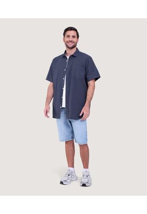 Camisa Para Hombre Manga Corta Con Bolsillo Color Azul  Marca Ostu #60010661