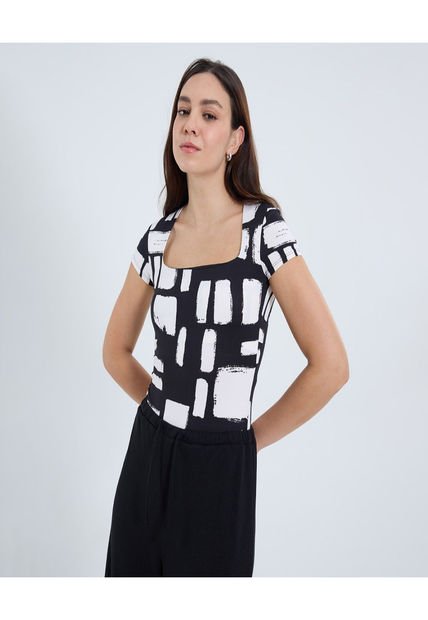 Body Para Mujer Manga Corta Color Negro Marca Ostu #40200175