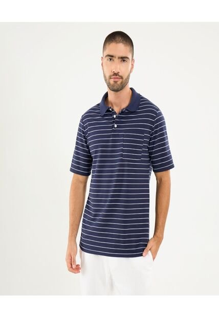 Polo Para Hombre Cuello Tejido Con Bolsillo Color Azul Marca Ostu #60110778