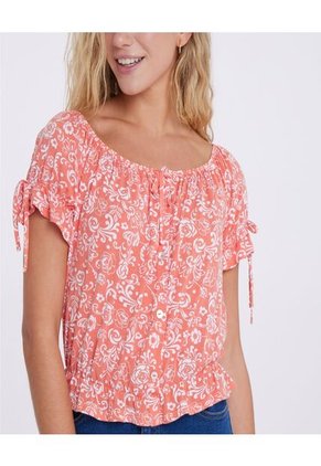 Blusa Para Mujer Manga Corta Color Naranja Marca Ostu #40120766