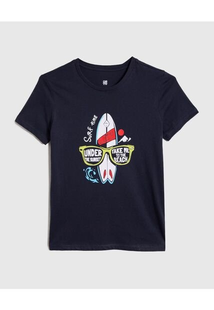 Camiseta Para Niño Manga Corta Color Azul  Marca Ostu #80090221