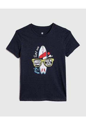 Camiseta Para Niño Manga Corta Color Azul Marca Ostu #80090221