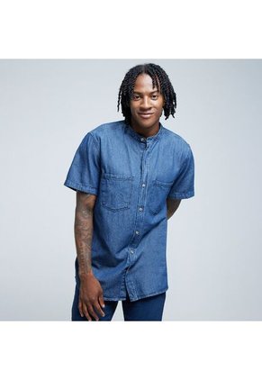 Camisa Para Hombre Manga Corta Con Bolsillo Color Azul  Marca Ostu #60010704