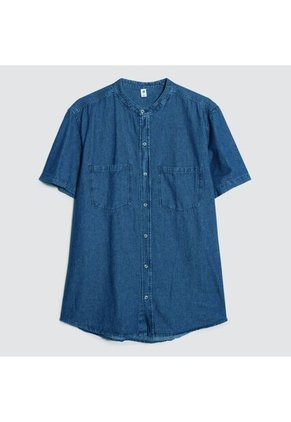 Camisa Para Hombre Manga Corta Con Bolsillo Color Azul  Marca Ostu #60010704