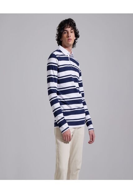 Polo Para Hombre Cuello Maquina Sin Bolsillo Color Azul  Marca Ostu #60110517