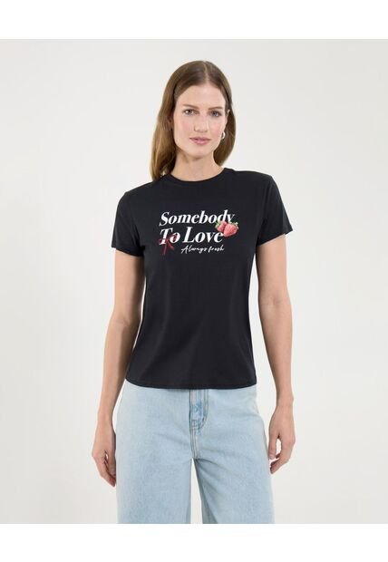 Camiseta Para Mujer Manga Corta Cuello Redondo Color Negro Marca Ostu #40092439