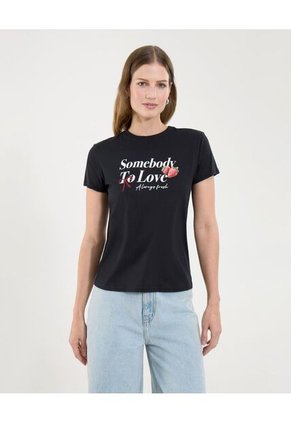 Camiseta Para Mujer Manga Corta Cuello Redondo Color Negro Marca Ostu #40092439