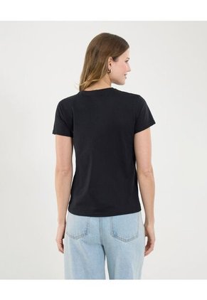 Camiseta Para Mujer Manga Corta Cuello Redondo Color Negro Marca Ostu #40092439
