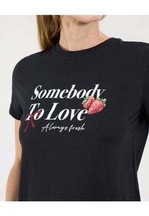 Camiseta Para Mujer Manga Corta Cuello Redondo Color Negro Marca Ostu #40092439