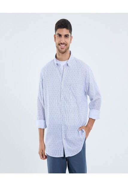 Camisa Para Hombre Manga Larga Con Bolsillo Cuello Button D Color Blanco Marca Ostu #60010806