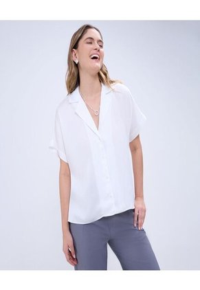 Camisa Para Mujer Manga Corta Color Crudo Marca Ostu #40010273