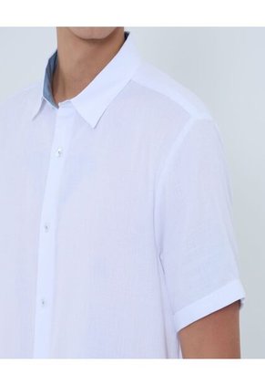 Camisa Para Hombre Manga Corta Sin Bolsillo Cuello Casual M Color Blanco Marca Ostu #60010807