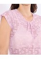 Camiseta Manga Casquillo En Encaje  Para Mujer Rosa Ostu de Ostu