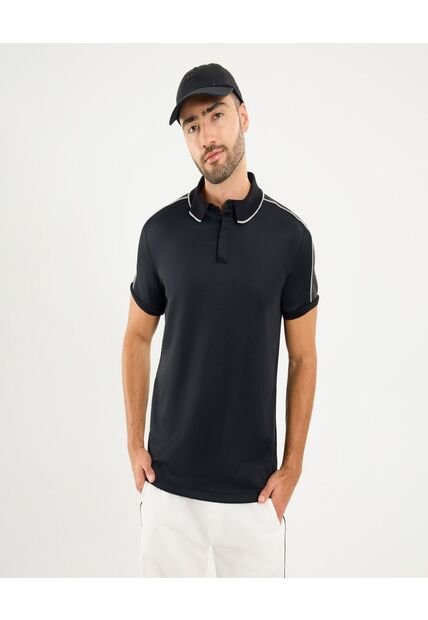 Polo Para Hombre Cuello Tejido Sin Bolsillo Color Negro Marca Ostu #60110757