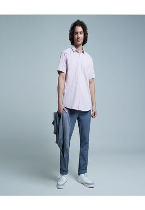 Camisa Para Hombre Manga Corta Con Bolsillo Color Rosado  Marca Ostu #60010631