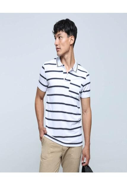 Polo Para Hombre Cuello Tejido Con Bolsillo Color Blanco Marca Ostu #60110572