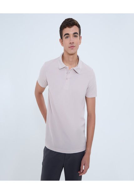Polo Para Hombre Cuello Tejido Sin Bolsillo Color Beige Marca Ostu #60110742