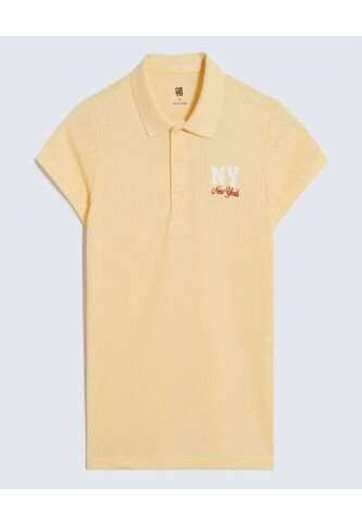Polo Infantil Niña Manga Corta Color Amarillo Marca Ostu #90110004 Ostu