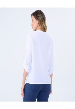 Blusa Para Mujer Manga 3/4 Color Blanco Marca Ostu #40121096