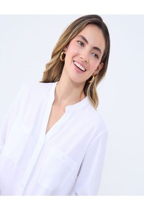 Blusa Para Mujer Manga 3/4 Color Blanco Marca Ostu #40121096