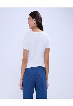 Camiseta Para Mujer Manga Corta Color Crudo Marca Ostu #40092221