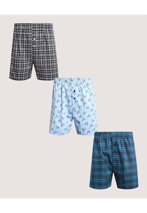 Boxer Para Hombre Bragueta Amplio Color Azul Marca Ostu #60000520