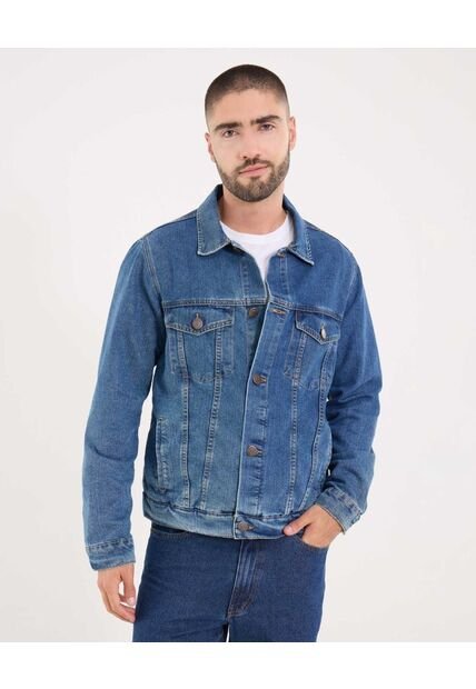 Chaqueta Para Hombre Trucker Color Azul Medio Marca Ostu #60080148