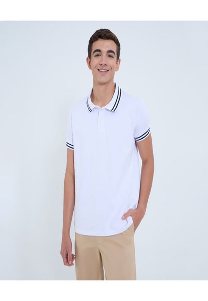 Polo Para Hombre Cuello Tejido Sin Bolsillo Color Blanco Marca Ostu #60110767
