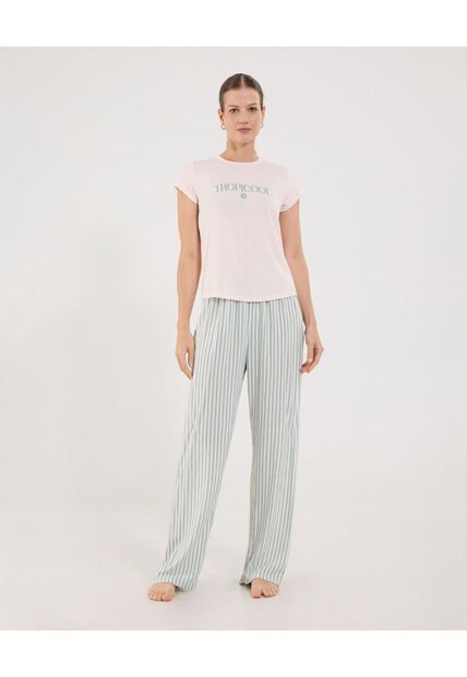 Pijama Para Mujer M/C P/L Color Azul Marca Ostu #40040420