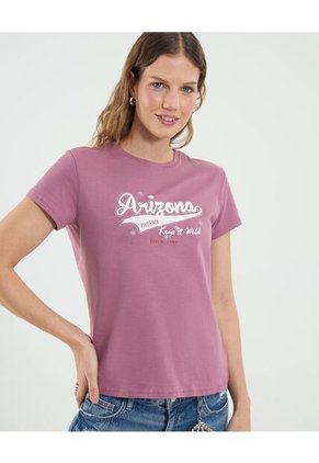 Camiseta Para Mujer Manga Corta Cuello Redondo Color Morado Marca Ostu #40092511