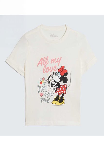 Camiseta Para Niña Manga Corta Cuello Redondo Color Crema Marca Ostu #90090284