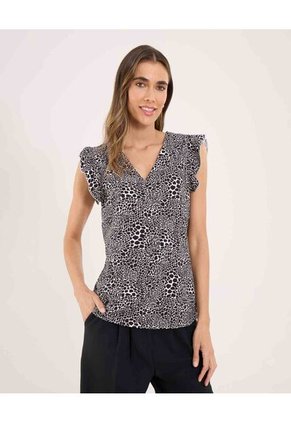 Blusa Para Mujer Manga Corta Color Negro Marca Ostu #40121106