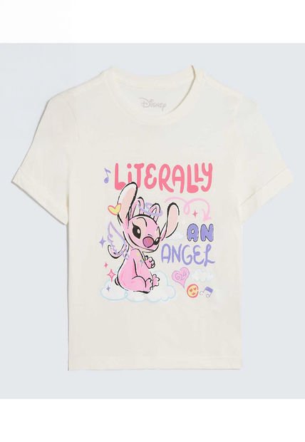 Camiseta Para Niña Manga Corta Cuello Redondo Color Crema Marca Ostu #90090281