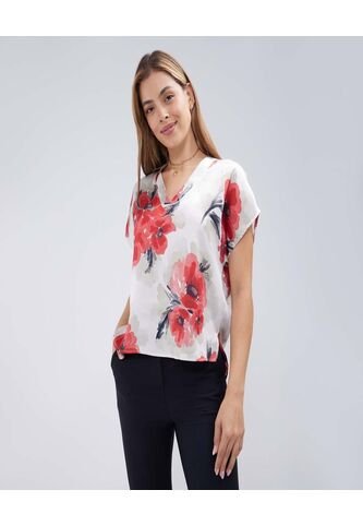 Blusa Para Mujer Manga Corta Color Rojo Marca Ostu #40121000 Ostu