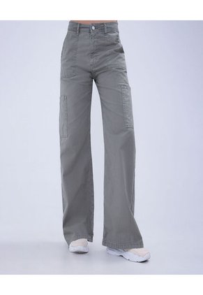 Jean Para Mujer Wide Leg Cargo Color Verde  Marca Ostu #40160482