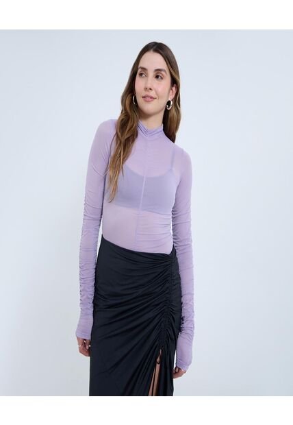 Camiseta Para Mujer Manga Larga Cuello Alto Color Lila Marca Ostu #40092496