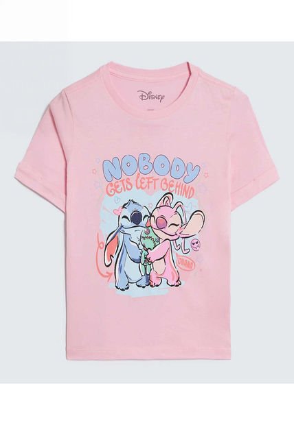 Camiseta Para Niña Manga Corta Cuello Redondo Color Rosado  Marca Ostu #90090279