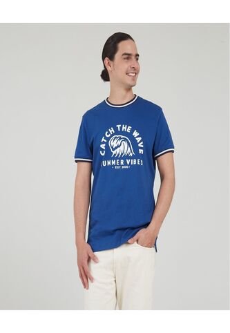 Camiseta Para Hombre Manga Corta Color Azul  Marca Ostu #60091089 Ostu