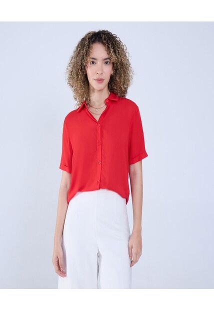 Camisa Para Mujer Manga Corta Color Rojo Marca Ostu #40010264