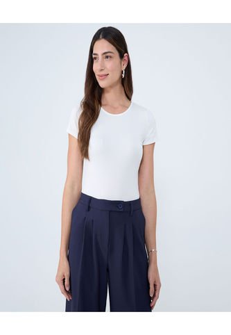 Body Para Mujer Manga Corta Color Hueso Marca Ostu #40200165 Ostu