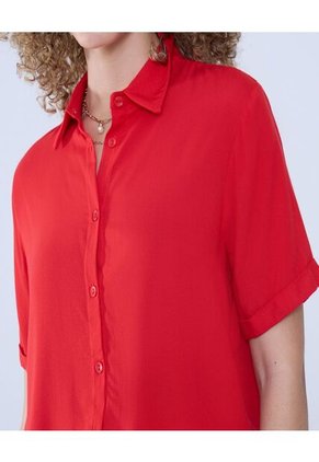 Camisa Para Mujer Manga Corta Color Rojo Marca Ostu #40010264