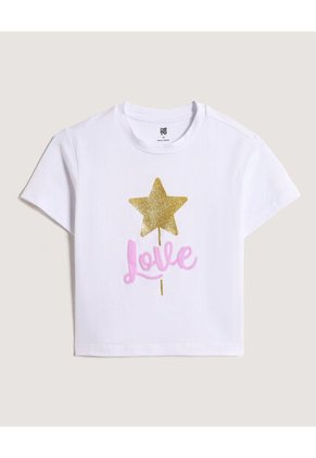 Camiseta Infantil Niña Manga Corta Cuello Redondo Color Blanco Marca Ostu #90090343