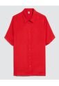 Camisa Para Mujer Manga Corta Color Rojo Marca Ostu #40010264 de Ostu