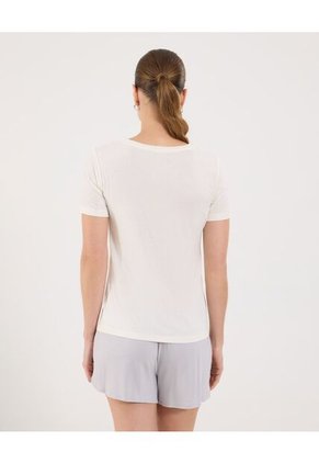 Camiseta Para Mujer Manga Corta Color Crema Marca Ostu #40092283