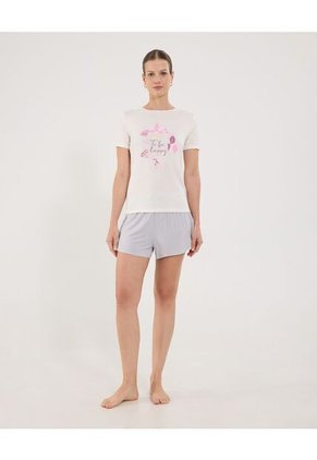 Camiseta Para Mujer Manga Corta Color Crema Marca Ostu #40092283